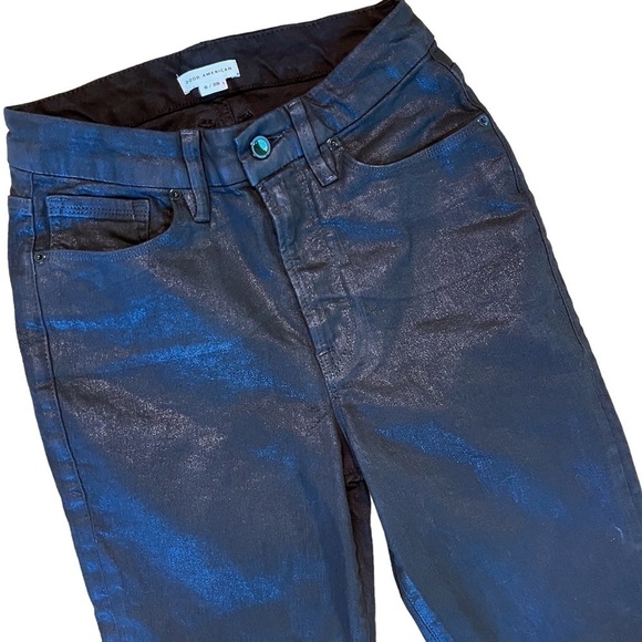 GOOD AMERICAN Good Classic Coated Denim Jeans Size 28 in Black - Picture 6 of 16